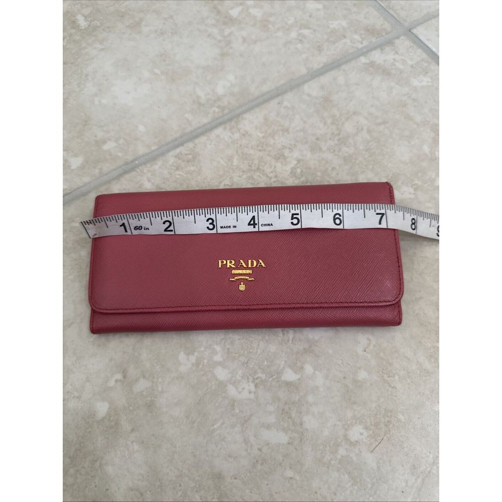 PRADA Saffiano Leather Long Continental Wallet Pink Gold Tone Hardware - Picture 14 of 15